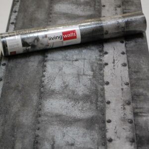 AS Vliestapete 37743-4 Metall-Optik grau silber