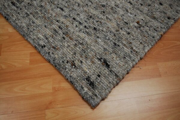 Handweb Teppich Lüneburg grau beige meliert 100% Schurwolle