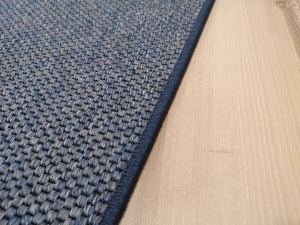 Teppich Flachgewebe Natura blau, umkettelt, nach Maß