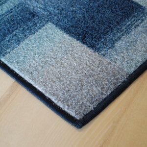 Karo Patchwork-Teppich umkettelt blau
