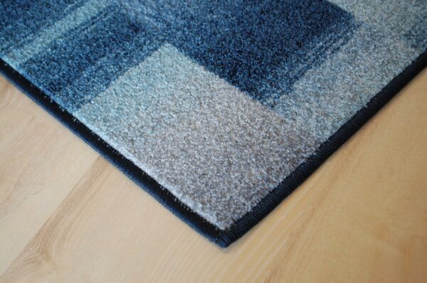 Karo Patchwork-Teppich umkettelt blau
