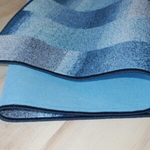 Karo Patchwork-Teppich umkettelt blau, nach Maß