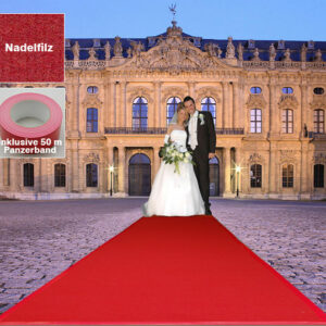 Hochzeitsteppich inkl. Panzerband, Farbe rot