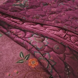 Pip Studio Mumbai Morning Velvet Quilt Dunkelrosa 150 x 200 cm 2